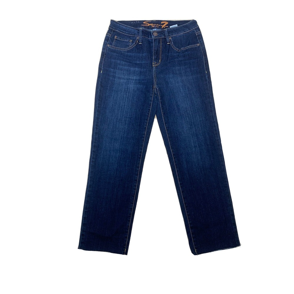 7 Seven‎ For All Mankind Womens Jeans Tower Straight Crop Denim Size 4 Raw hem